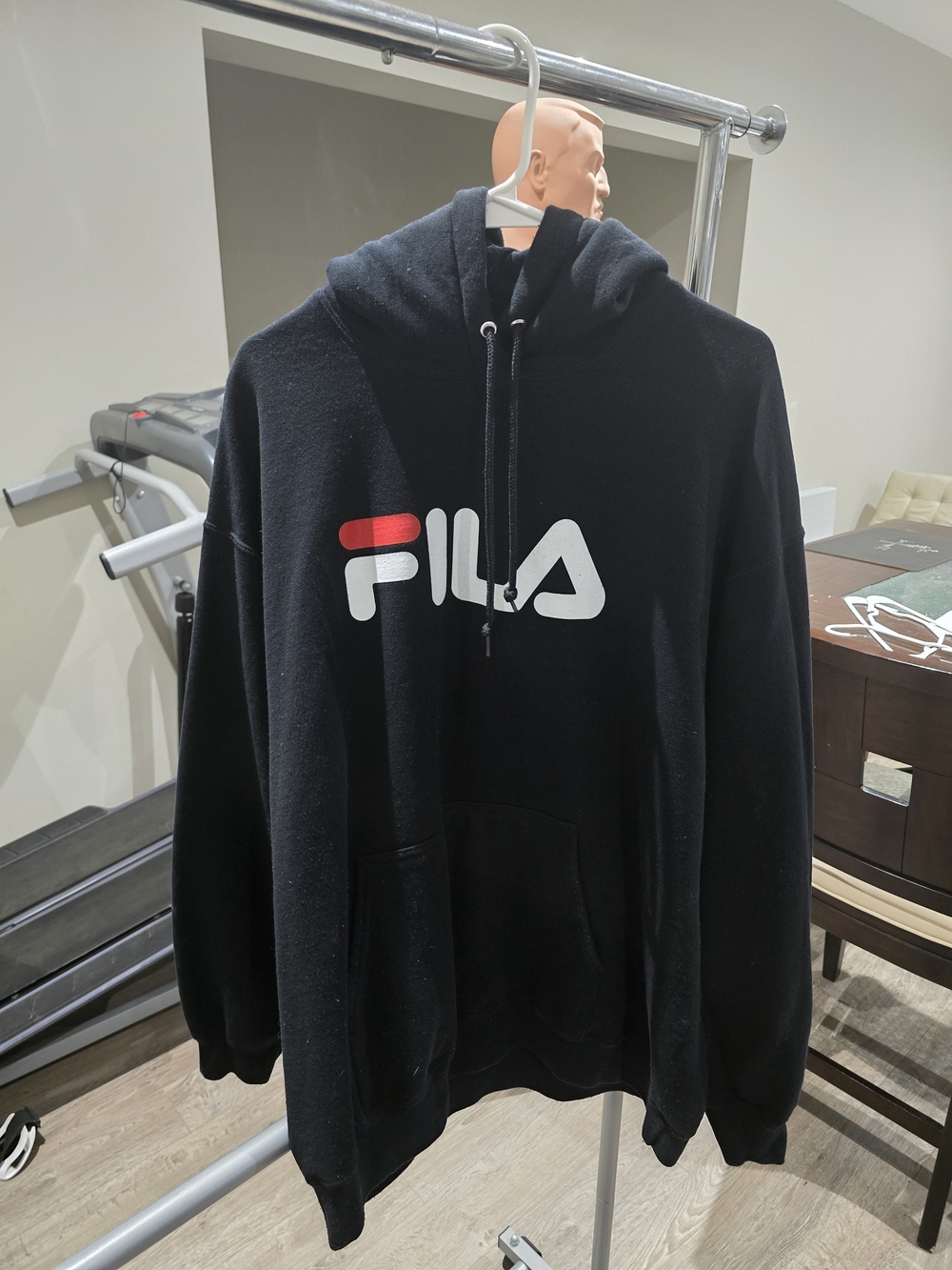 Fila Black Hoodie with White and Red Logo